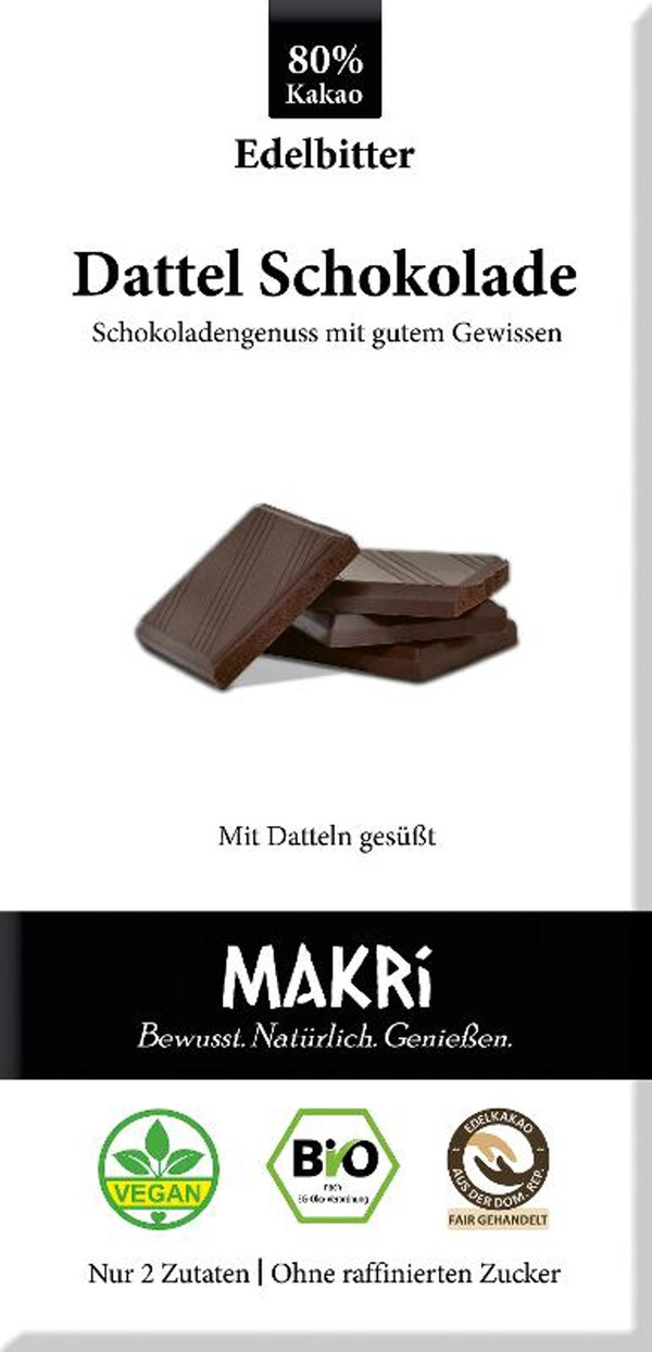 Produktfoto zu Dattel Schokolade Edelbitter