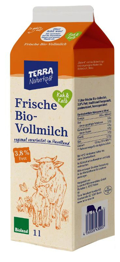 Produktfoto zu Tetra 3,8% Frischmilch 1L