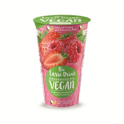 Produktfoto zu veganer Lassi"Erdbeer-Himbeer"