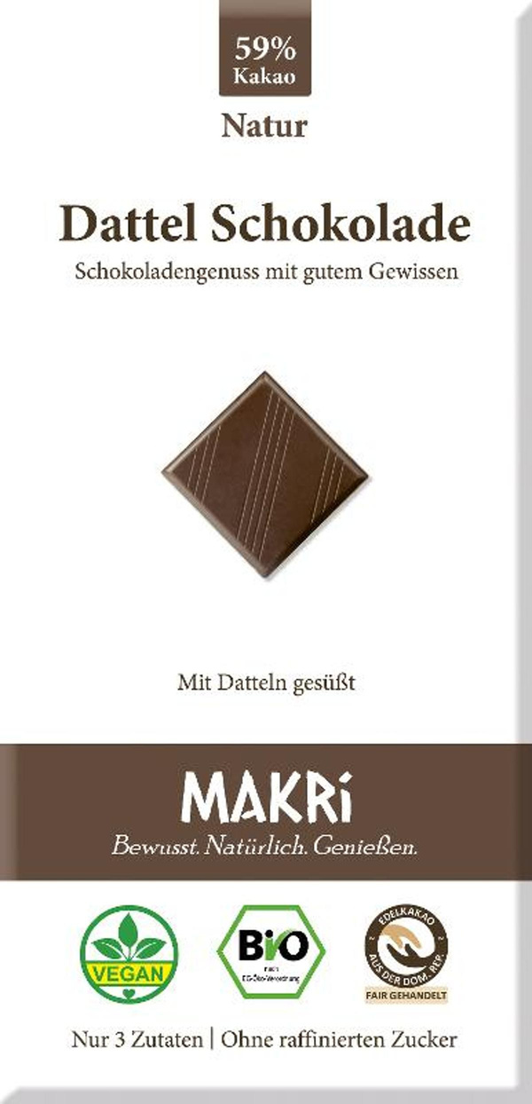 Produktfoto zu Dattel Schokolade Natur 59%