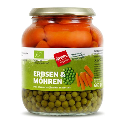 Produktfoto zu GREEN Erbsen mit Möhren 660g