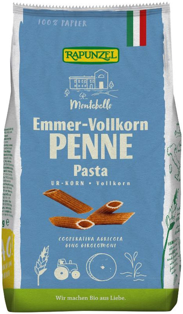 Produktfoto zu Emmer Penne Vollkorn 500g